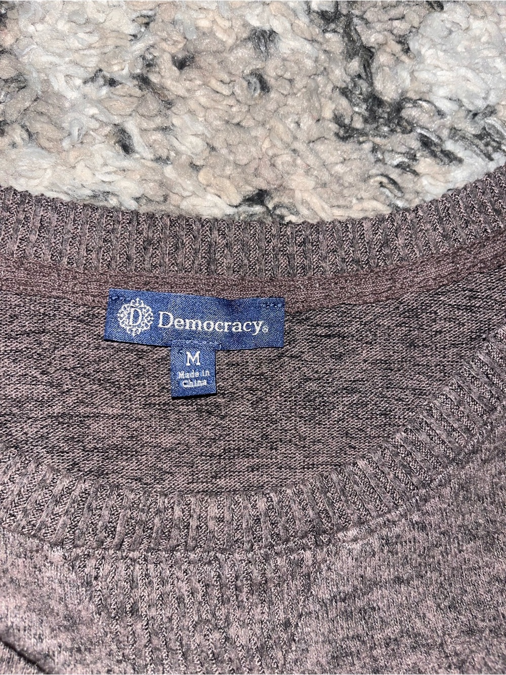 Democracy Mauve Heather Ruffle Shoulder Crew Sweater - Picture 2 of 4